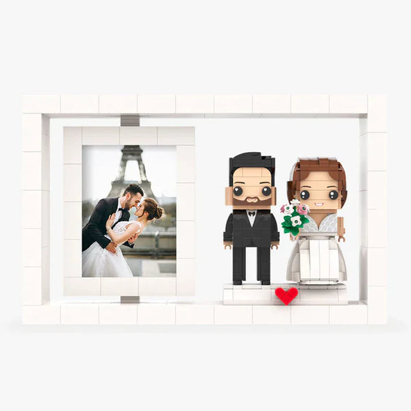 Full Body Customizable 2 People Custom Brick Figures Photo Frame Universal Interlocking Plastic Toy Home Decor Brick Me Figures Christmas Gift For Wedding Bride