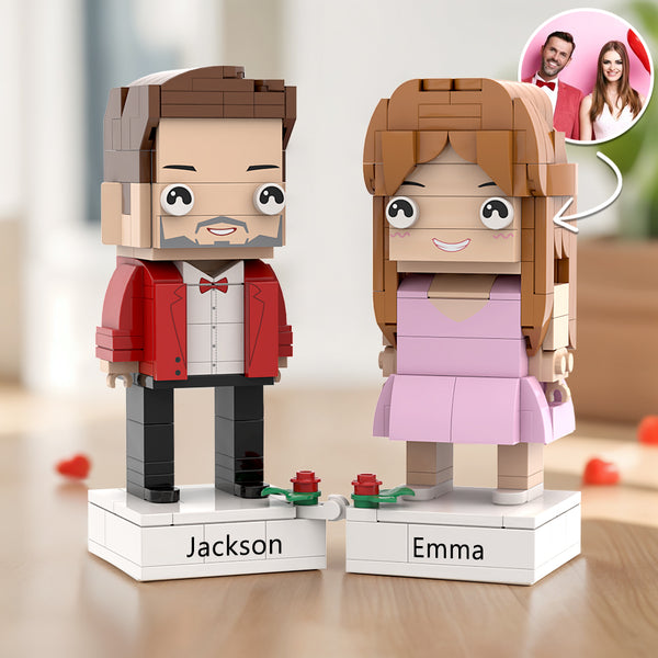 Full Body Customized Brick Figures Universal Interlocking Plastic Toy Separated Engraved Base Christmas Gift For Couples